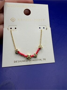 Kendra Scott Gold Star & Red Beaded Necklace